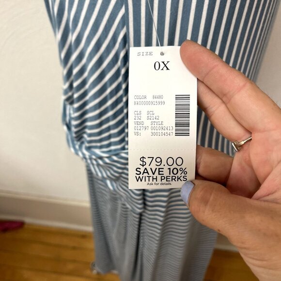 NWT Catherines Blue & White Striped Summer Dress sz 14/16 - Picture 6 of 7